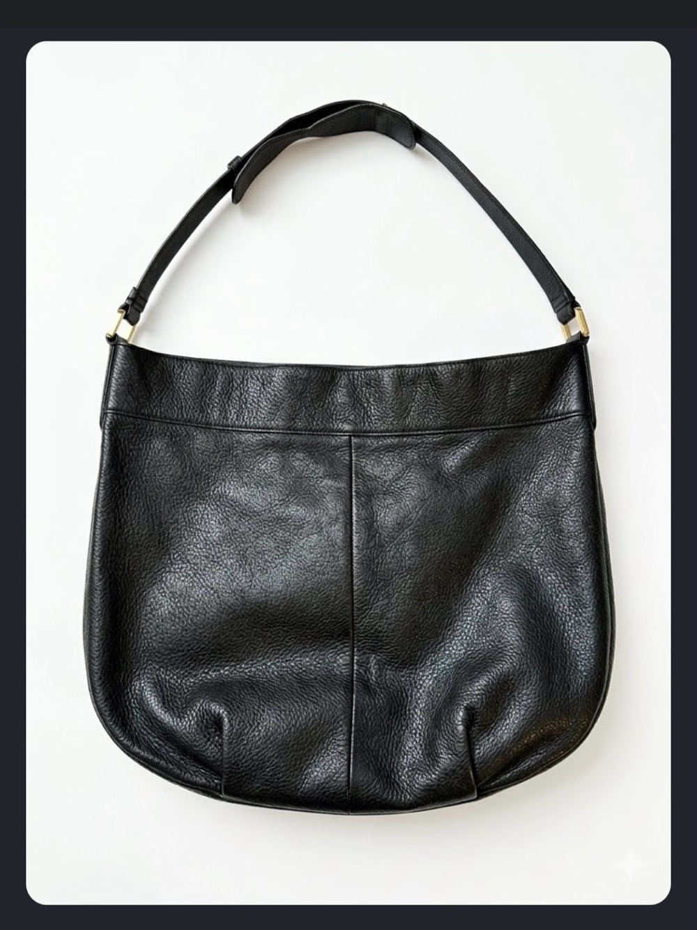 Tory Burch Black Pebbled Leather Hobo Shoulder Bag with Logo - Picture 3 of 17